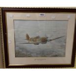 John H. Evans: a framed coloured aviation print entitled 'Mission Accomplished'