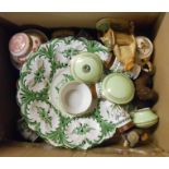 A box containing a quantity of assorted ceramic items including Portmeirion Botanic Garden spice