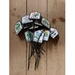 A set of twelve painted cast iron herb labels