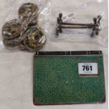 A small selection of collectable items comprising faux shagreen diary holder, collection of