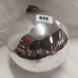 A 19th Century mercury glass witch ball with metal fitting