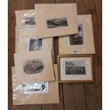 A selection of unframed mounted small format coloured engravings, all depicting named views - sold
