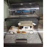 Two large scale die cast Rolls Royce models - sold with two gold finish three car sets depicting