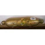 A Victorian glass rolling pin with decalcomania decoration depicting two pheasants and a floral