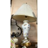 A Louis Nichole for Franklin Mint table lamp with pottery body decorated with transfer printed
