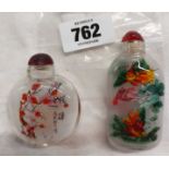 Two modern Chinese reverse painted glass scent bottles