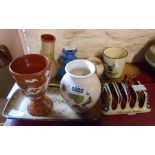 A quantity of assorted West Country pottery including Honiton dishes, Watcombe vase, etc.