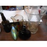 A small selection of glassware comprising large French vase, antique bottles, etc.