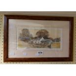 Baxter: a framed small format signed limited edition coloured print, depicting a rural cottage -
