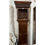 An antique oak and mahogany longcase clock case a/f