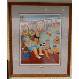 Beryl Cook: a framed signed limited edition coloured print entitled 'Bathing Pool' and bearing