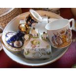 A small quantity of ceramic items including Coalport bone china cottage, etc.