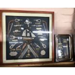 A large modern box frame nautical knot display - sold with a smaller similar