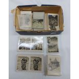 A small collection of monochrome photographic cigarette cards comprising large format