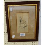 W.V. Collette: a framed small format monochrome etching entitled 'The Model and the Mouse- signed