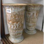 A pair of large Candy Pottery Newton Abbot vases of footed flared ribbed form with a decorative