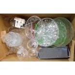 A box containing a quantity of assorted cut and other glassware including bowls, dishes, etc.