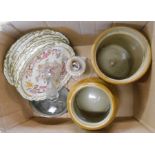 A box containing a quantity of assorted ceramic and glass items including a set of eight