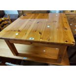 A 75cm modern pine coffee table - sold with a similar pine framed ladderback standard chair with