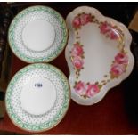 A pair of Mintons plates with green enamel decoration marked for Tiffany & Co., New York - sold with