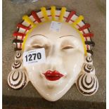 An Art Deco Clarice Cliff Bizarre wall mask 'Marleen' depicting a stylish lady with hand painted