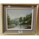 George Horne: a framed small format oil on board entitled 'Tuckenhay Quay, Devon' - signed, with