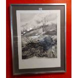 Michael Honner: a metal framed large format signed limited edition low run monochrome print,