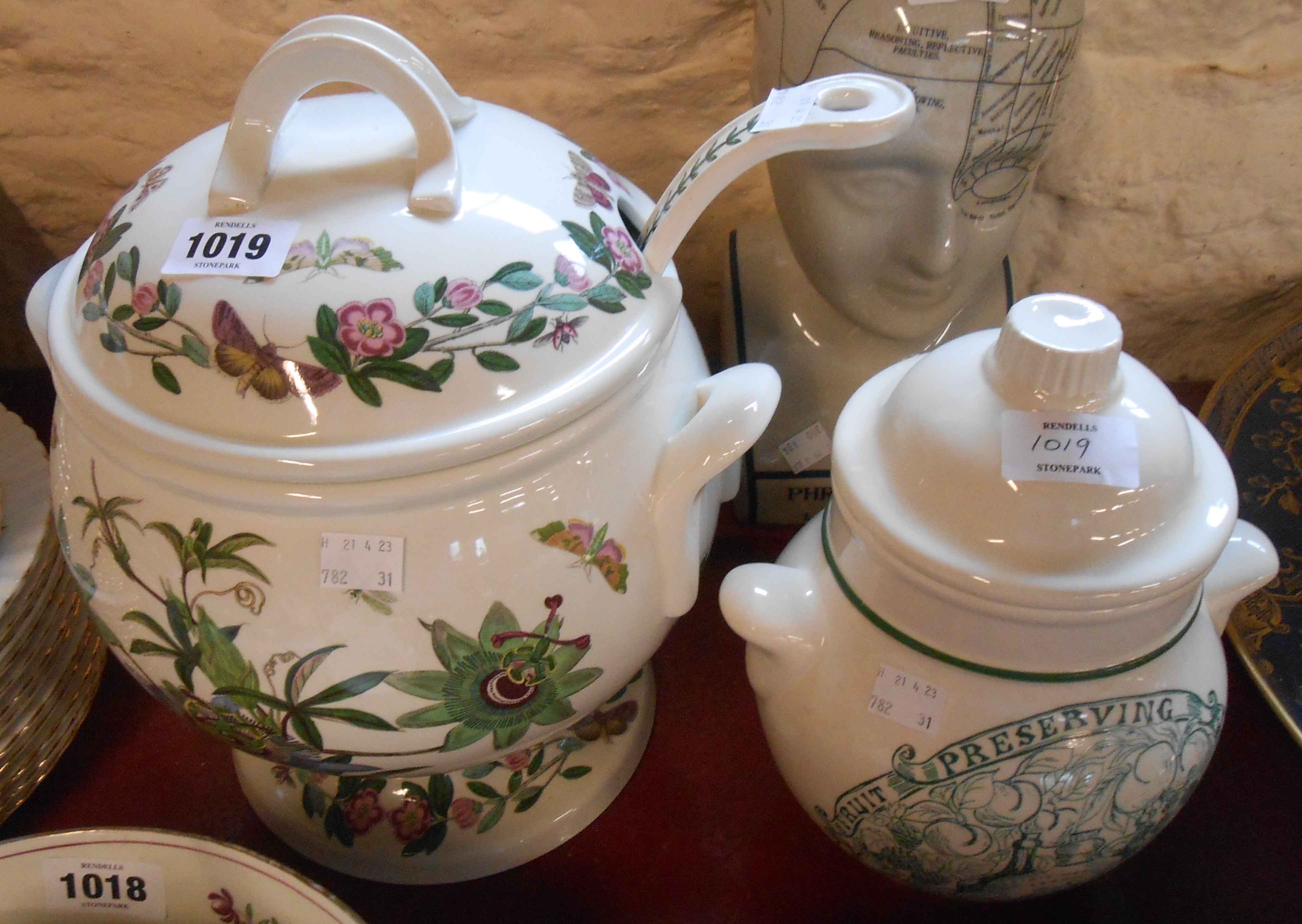 A large Portmeirion lidded soup tureen and ladle decorated in the Botanic Garden pattern - sold with