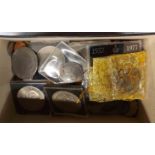 A box containing a quantity of Great British coinage including modern crowns, four silver 3d, etc.