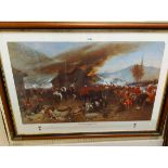 A large format campaign style framed coloured print entitled The Battle of Rorke's Drift'