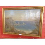 W.T. Buck: a gilt framed oil on canvas, depicting a view of Ansteys Cove - signed