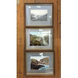 Three framed vintage photographic prints, comprising two tinted images of Tintagel and another