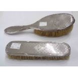 Two silver mounted dressing table brushes - personalised