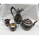 A silver plated harlequin four piece tea set