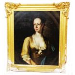 H. Smith: an ornate gilt gesso framed mid 18th Century oil on canvas portrait of Christian Smyth (