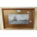 William Cannon: a gilt framed and slipped watercolour, depicting a three masted sailing vessel and