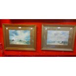 Eustace Tozer: a pair of gilt framed and slipped watercolour seascapes - signed