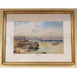 A. Birbeck: a gilt framed gouache, depicting a coastal view - signed