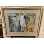 Joyce Robertson: a framed watercolour entitled 'Drama of Norway' - signed and titled verso