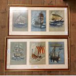 †David Cobb: a pair of framed three image shipping prints from the Early Navigators series, each