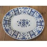 A late 19th Century W. Brownfield meat platter, with blue transfer-printed floral decoration