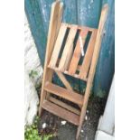 A small vintage mixed wood step ladder - sold as a display item only