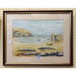 Beatrice Waite: a framed watercolour entitled 'Hope Cove' - signed and with further details verso