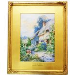 Theresa Stannard: a gilt framed and slipped watercolour entitled 'In Granny's Garden' - signed and