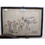 RIP: three framed vintage original Navy related cartoons including two featuring the same character