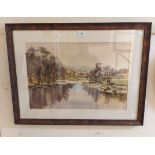 Angus Rands: a framed large format watercolour, entitled 'The River Warfe, N'r Appletreewick' (North