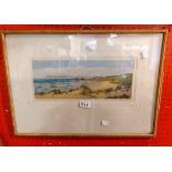 A gilt framed coloured etching, depicting a coastal view - pencil signed and inscribed to the