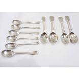 A set of six William Hutton & Sons silver rat tail spoons - Sheffield 1918 sold with a set of four