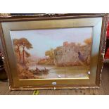 Stuart Lloyd: a gilt framed and slipped watercolour entitled 'Chepstow' - signed - 47cm X 70cm