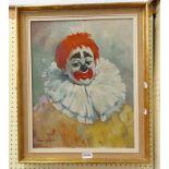 Han Hofstra: a vintage framed oil canvas entitled 'The Clown' - signed and with details verso